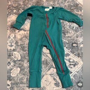 Parade organic onesie 6-12 months Teal One Piece with Red Zipper